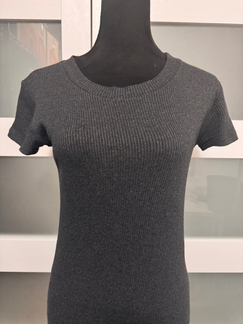 Zara Ribbed Bodycon Midi Dress Grey - Picture 4 of 6